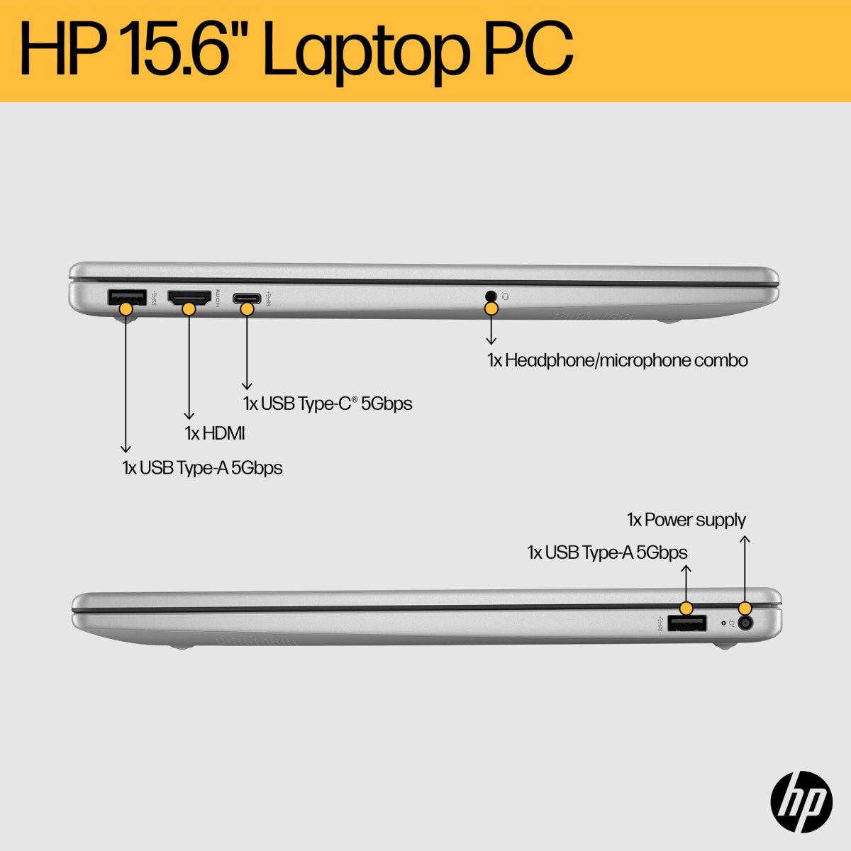 HP Laptop 15-fc0045na 15.6-inch FHD Ryzen 3 7320U 8GB 256GB SSD Windows 11 Home Jet Black - Image 4