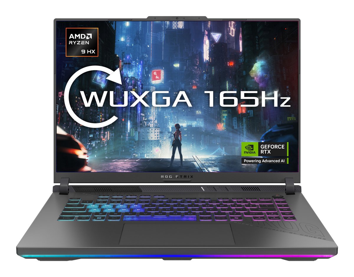 ASUS ROG Strix G16 G614PR-RV016W AMD Ryzen™ 9 8940HX Laptop 40.6 cm (16") WUXGA 16 GB DDR5-SDRAM 1 TB SSD NVIDIA GeForce RTX 5070 Ti Wi-Fi 6E (802.11ax) Windows 11 Home Black, Grey