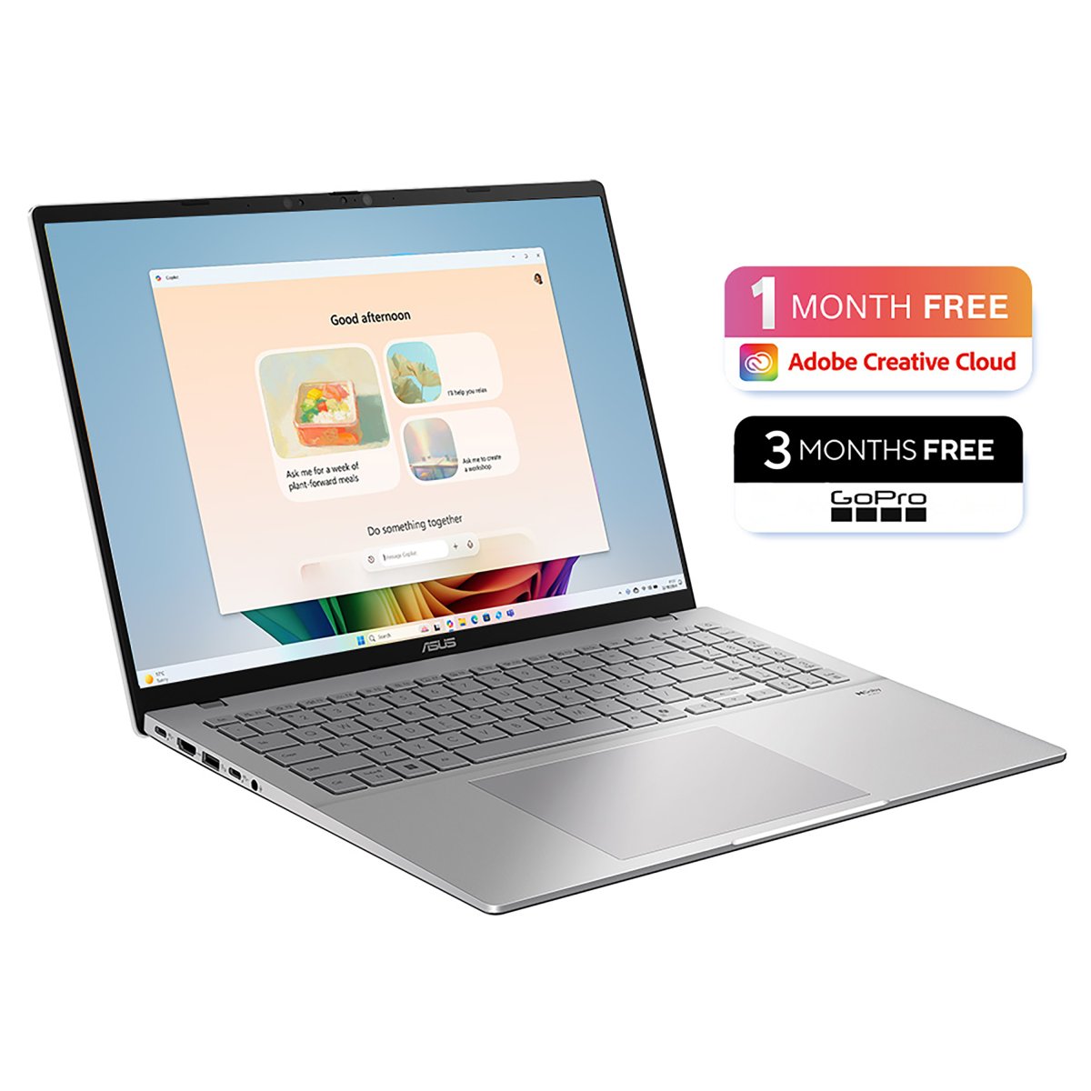 ASUS Vivobook S16 S3607QA-PL004W Copilot+ PC Snapdragon X1-26-100 Laptop 40.6 cm (16") WUXGA 16 GB LPDDR5x-SDRAM 512 GB SSD Wi-Fi 6E (802.11ax) Windows 11 Home Silver - Image 2