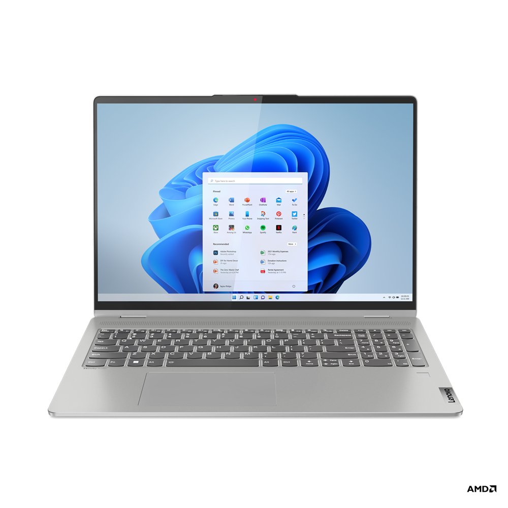 Lenovo IdeaPad Flex 5 16ALC7 AMD Ryzen™ 5 5500U Hybrid (2-in-1) 40.6 cm (16") Touchscreen WUXGA 8 GB LPDDR4x-SDRAM 512 GB SSD Wi-Fi 6 (802.11ax) Windows 11 Home in S mode UK English Grey