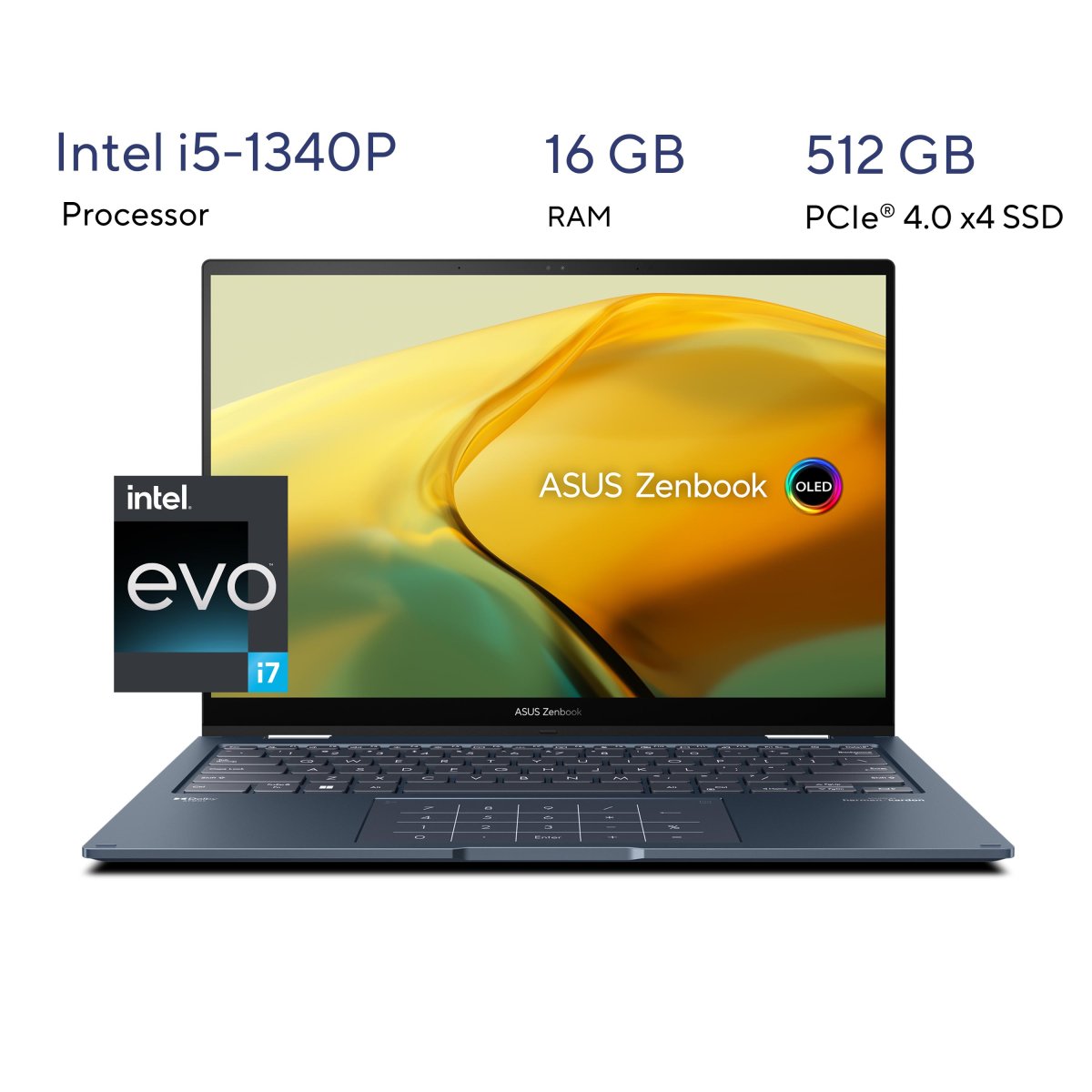 ASUS Zenbook 14 Flip OLED UP3404VA-KN139W Intel® Core™ i5 i5-1340P Hybrid (2-in-1) 35.6 cm (14") Touchscreen 2.8K 16 GB LPDDR5-SDRAM 512 GB SSD Wi-Fi 6E (802.11ax) Windows 11 Home Blue - Image 22