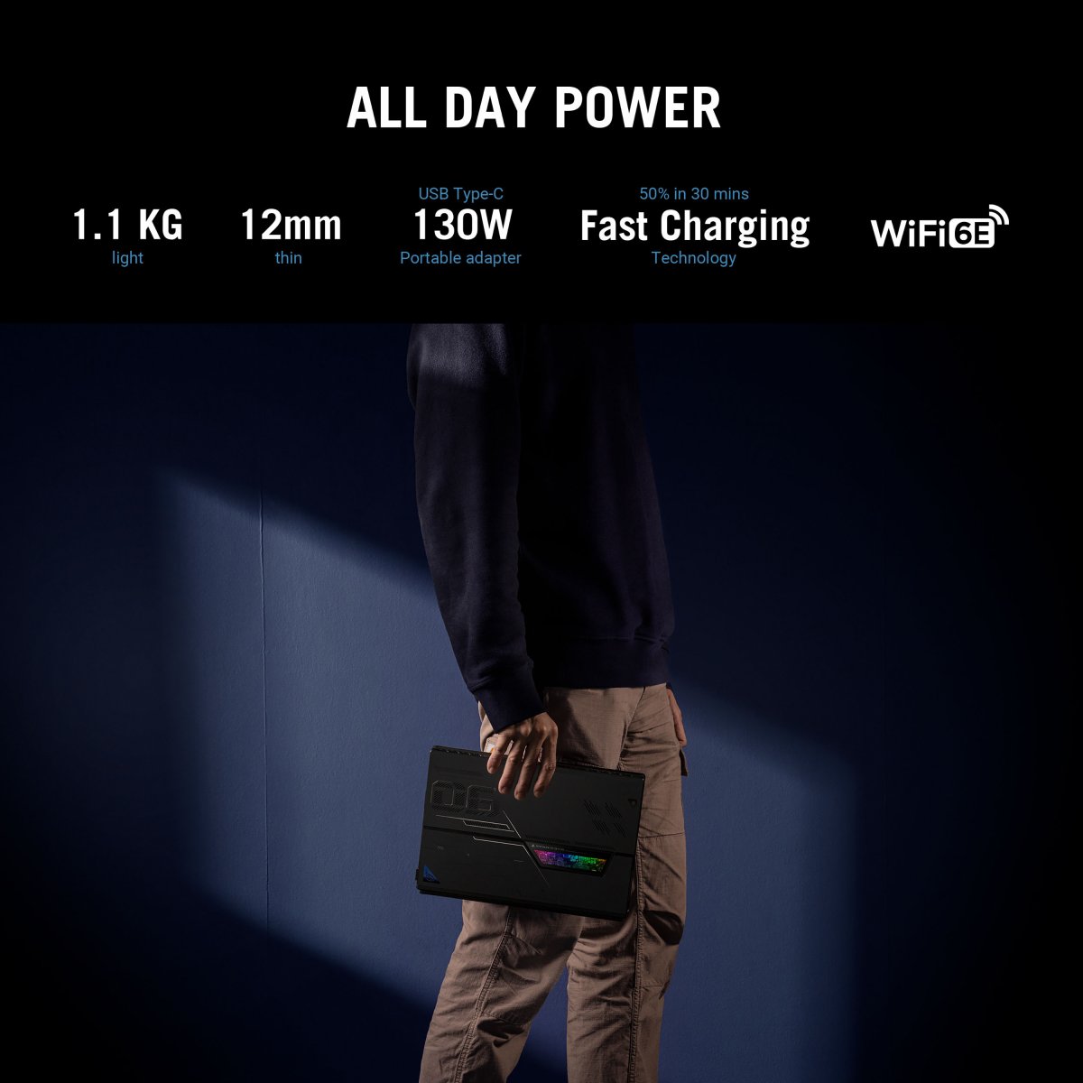 ASUS ROG Flow Z13 GZ301VU-MU001W Intel® Core™ i9 i9-13900H Hybrid (2-in-1) 34 cm (13.4") Touchscreen WQXGA 16 GB LPDDR5-SDRAM 1 TB SSD NVIDIA GeForce RTX 4050 Wi-Fi 6E (802.11ax) Windows 11 Home Black - Image 9